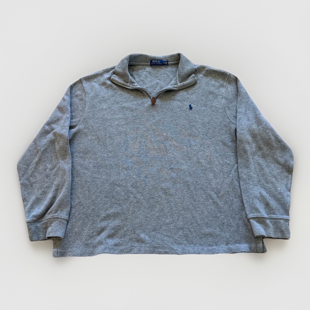 Polo Ralph Lauren Sweater Mens XL 1/4 Zip Pullover Knit Pony Casual‎ Gray Preppy